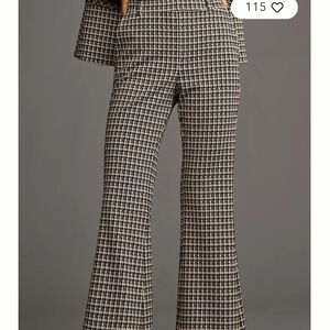 NWOT Anthropology Women's Black and Tan Houndstooth Pants XLtall